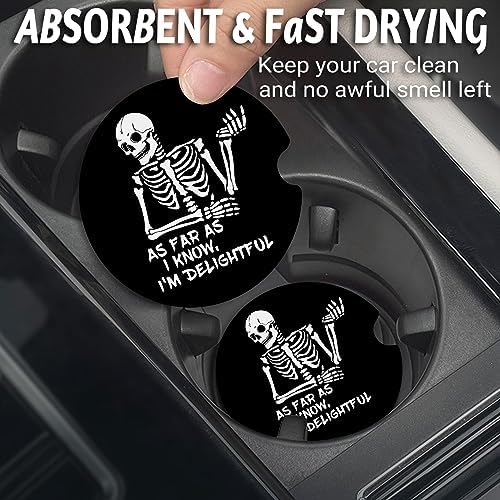 Yonlevres Car Coasters for Cup Holders, Skull Skeleton, 2 Pack - Image 2