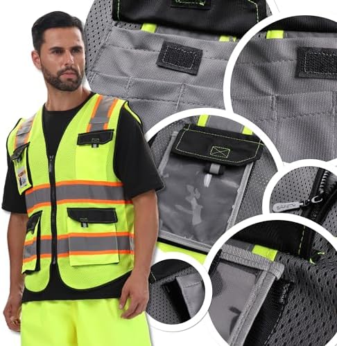 JKSafety Safety Vest for Men Women Hi Vis Reflective Vest JK220 Grey 3XL - Image 6