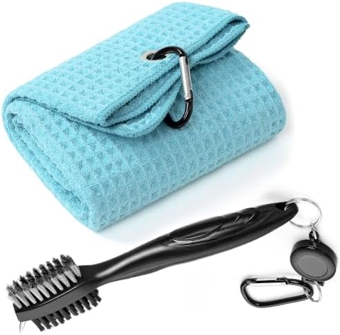 Mile High Life Golf Towel & Groove Brush Set, Microfiber Waffle-16 x24 by MileHighLife