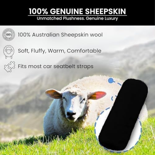 Andalus Genuine Sheepskin Car Seat Belt Cover Pad – Soft Fuzzy, Comfy Fluffy - Image 2