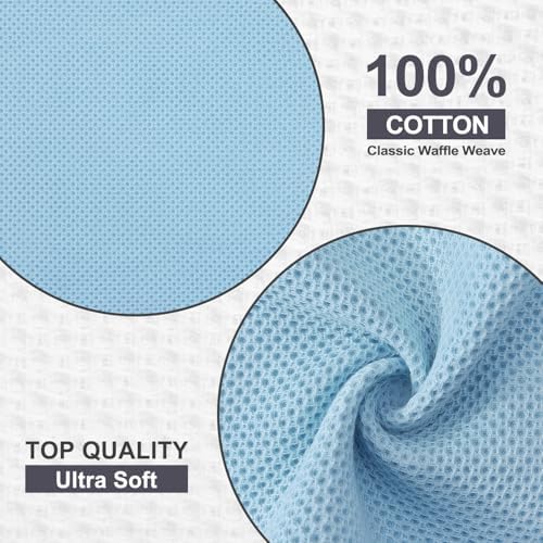 Kitinjoy 100% Cotton Waffle 6-Pack Kitchen Towels, Sky Blue - Image 2