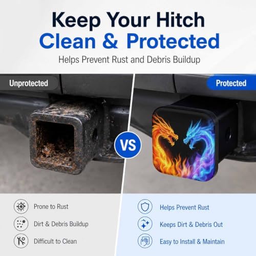 Blue Red Fire Dragon Hitch Cover Receiver Tube Hitch Plug, Tool-Free Install - Image 5