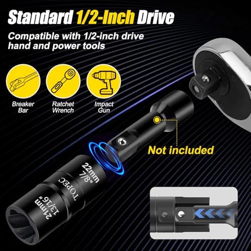 Topec 26mm x 27mm Flip Lug Nut Extractor, 1/2" Drive Lug Nut Removal Tool - Image 4