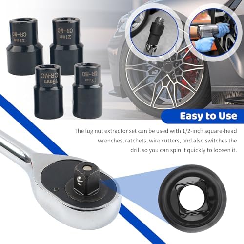 5PCS Locking Lug Nut Removal Tool, 17-22mm Wheel Lock Removal Kit - Image 4