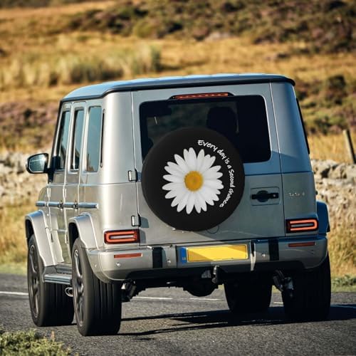 White Daisy Quote Spare Tire Cover - Image 4