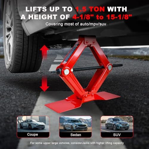 Big RED T10152-4 Torin Car Scissor Jack: Steel Portable Tire Jack - Image 2