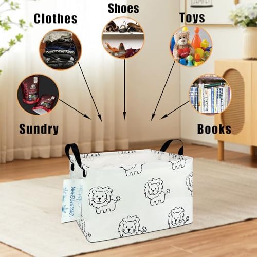 Rectangular Collapsible Lion Storage Basket Nursery Organizer - Image 4
