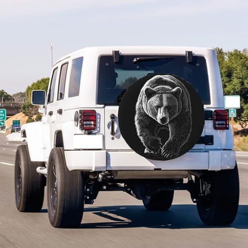 Realistic Bear Spare Tire Cover Dust-Proof Wheel Tire Cover Fit Trailer - Image 3