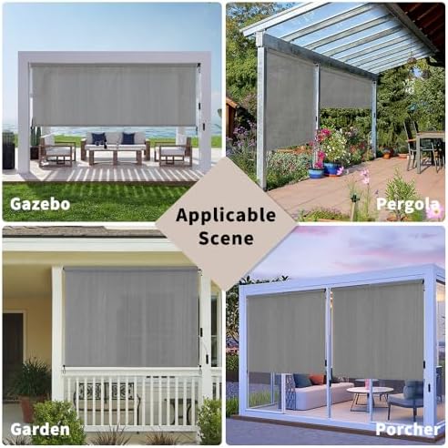 SMONTER Outdoor Sunshade Roller Shade 5'W x 8'H, Exterior Cordless Roll Up - Image 6