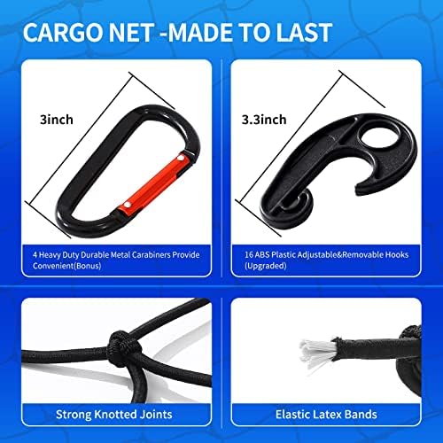3' x 4' Cargo net Bungee Nets Stretches to 6' x 8', Small Truck Bed Cargo Net - Image 2