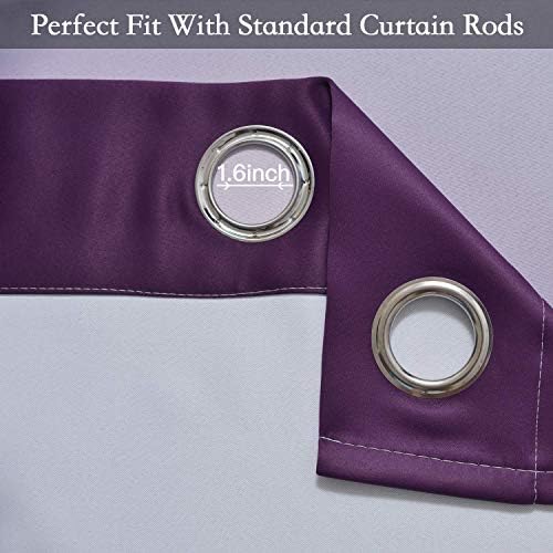 SimpleHome Purple to Grey White Ombre Room Darkening Curtains 84 Inch - Image 5