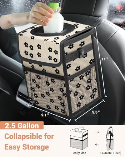 Capolo Car Trash Can with Lid, Leakproof Car Garbage Can Car Trash Bag - Image 2