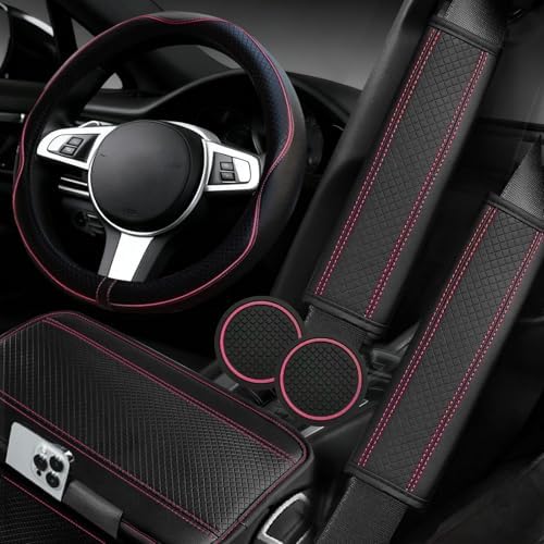 NBTEPEM 6 PCS Car Steering Wheel Cover Set, Microfiber Leather Steering Wheel by NBTEPEM