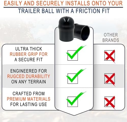 21811 Trailer Hitch Ball Cover, 2-5/16 Inch Black Rubber Hitch Ball Cap - Image 2