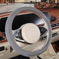 Nappa Leather Ice Silk Fabric Grey Steering Wheel Cover by Binsheo
