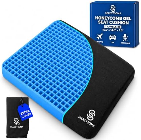 Travel Gel Seat Cushion for Long Sitting, Pressure Relief by SelectSoma