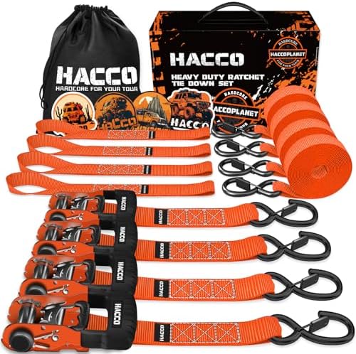 HACCOPLANET 1.6in Heavy Duty Ratchet Tie Down Straps 4PK by Haccoplanet