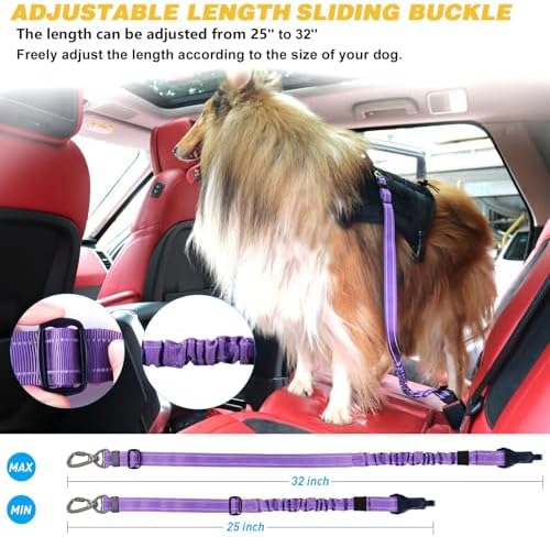 AUBELL Dog Seat Belt for Car, 2 Pack Set 3-in-1 Dog Car Harness - Image 6