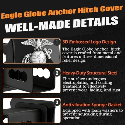 Marine Corps Eagle Globe Anchor Trailer Hitch Cover - Image 4