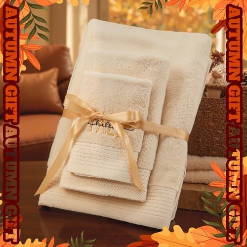 Peryiter 3 Pack Pumpkin Decorative Bath Towel Set - Image 4