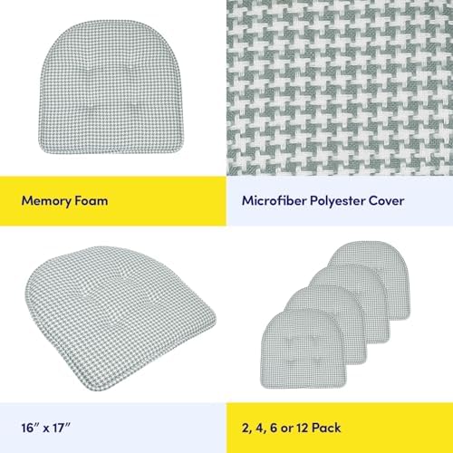 Sweet Home Collection Chair Cushion Memory Foam Pads Tufted Slip Non Skid - Image 6
