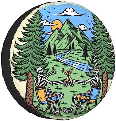 Skull Camping Spare Tire Cover 14 inch by KAMQUERENCE