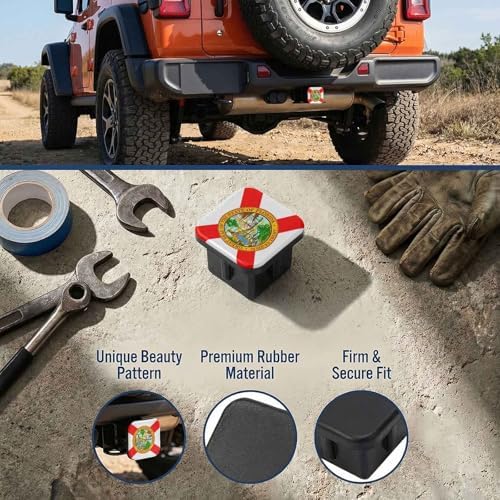 Florida State Flag Tow Hitch Covers Heavy Duty Rubber Trailer Hitch Cover 2" - Image 3