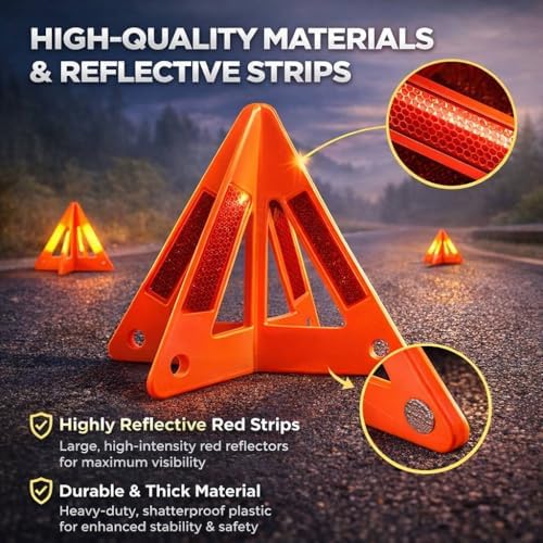 Safety Triangles for Vehicles, 6 Set Emergency Warning Reflective Triangles - Image 4