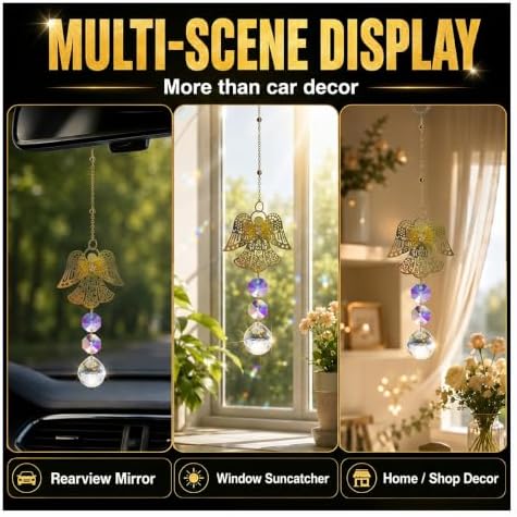 Bling Crystal Suncatchers Angel Car Rear View Mirror Charm, Rhinestones - Image 4