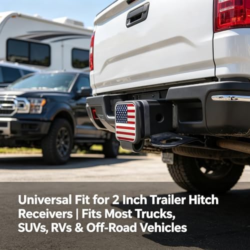 2 Inch Trailer Hitch Covers, Universal Rubber American Flag Trailer Hitch - Image 2