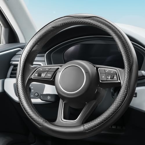 YHONGJT Soft Premium Leather Steering Wheel Cover, Breathable, Non-Slip Grip - Image 3