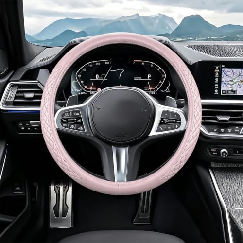AUCELI 14.5-15 Inch Steering Wheel Cover Non-Slip Leather - Image 2
