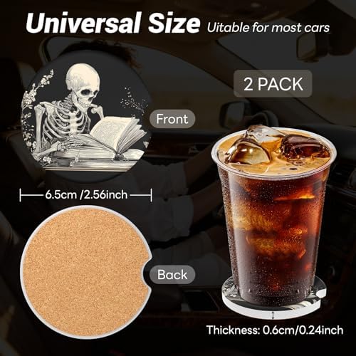 Car Cup Holder Ceramic Coasters 2 Pack, 2.56 in Anti Slip Absorbent Coaster - Image 4