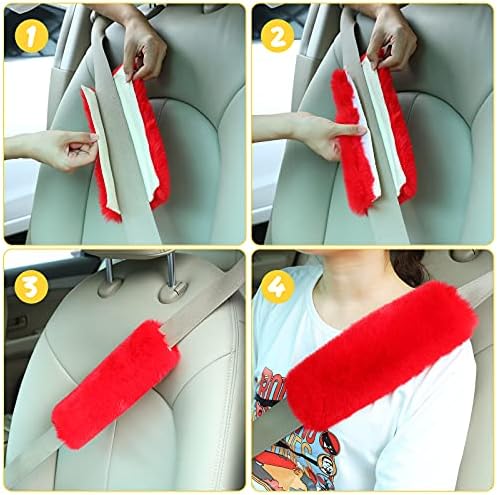 Boao 4 Pack Sheepskin Seat Belt Cover Shoulder Pad - Image 5