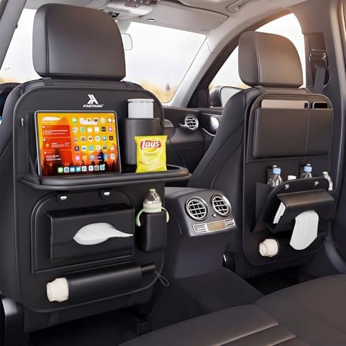2 Pack Universal Premium Leather Foldable Car Backseat Organizer by FASTAGEI