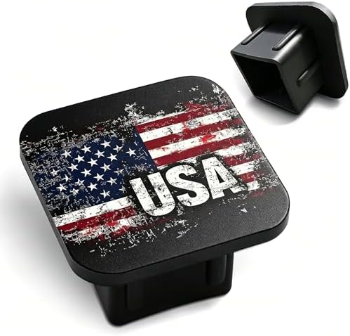 Hitch Cover Fits for 2 Inch Hitch Abstract Grunge American Flag Trailer Hitch by Unknown