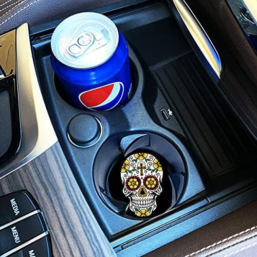 Sugar Skull Small 2.56" Absorbent Auto Coasters 2 Pack - Image 3