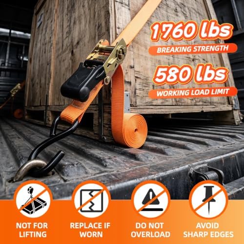 8 Pack Ratchet Strap 1 inch 15 Ft - - Image 5