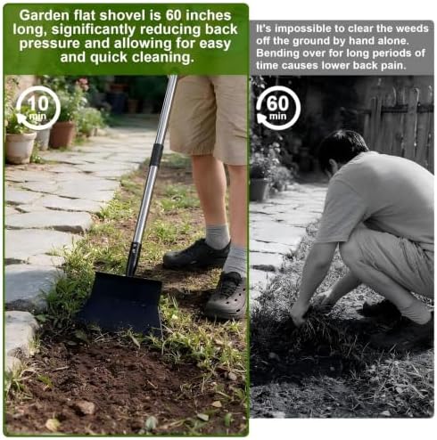 RUTU Garden Flat Shovel with D-Handle, Floor Scraper - Image 5