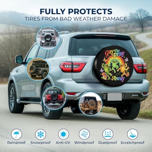GENANY Rainbow Frog Pride Thick PVC Leather Spare Tire Cover Size 14 - Image 3