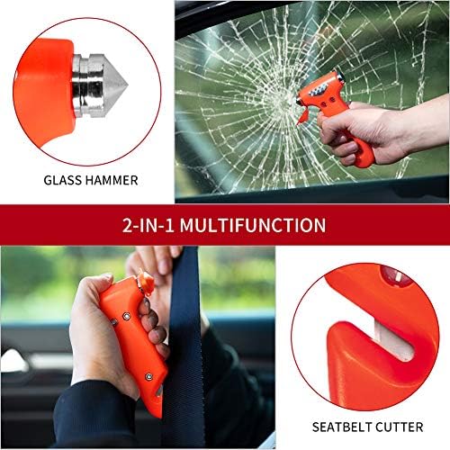 MOTORBUDDY 2-Pack Car Safety Hammer Seatbelt Cutter, Auto Emergency Escape - Image 4