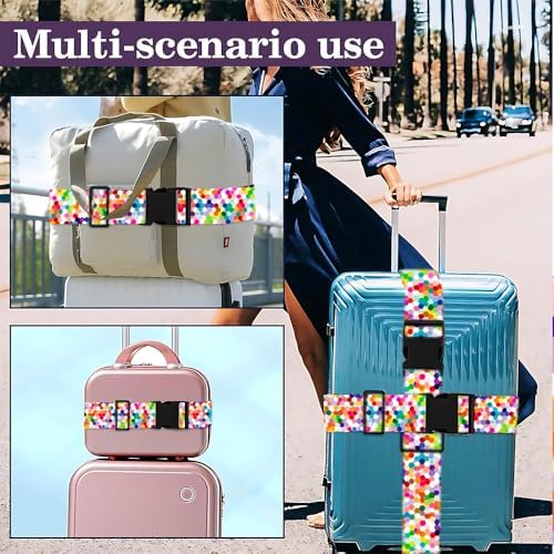 2PC, Geometric Luggage Strap 1.97 x 70.87 inch Colorful Hexagon Pattern - Image 6