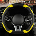 Black Yellow Microfiber Leather D Shaped Steering Wheel Cover by Binsheo