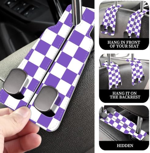 PU Leather Car Seat Hook, Storage Headrest Hanger, Cute Car Backseat Organizer - Image 2