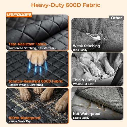 URPOWER XL Dog Seat Cover for Full-Size Trucks, 100% Waterproof Hammock - Image 3