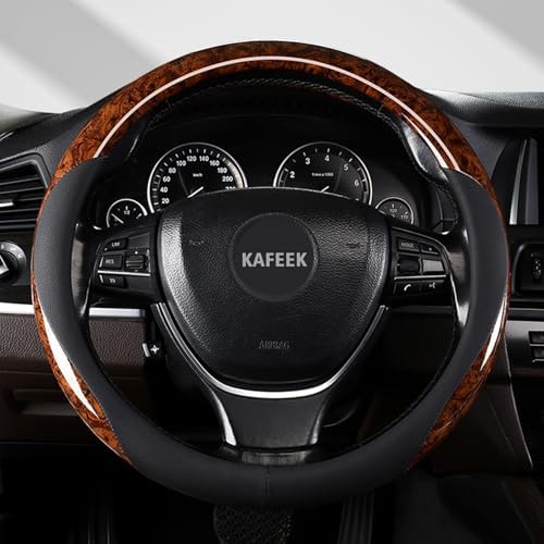 KAFEEK Wood Grain Steering Wheel Cover, 14 1/2-15 Inch - Image 2