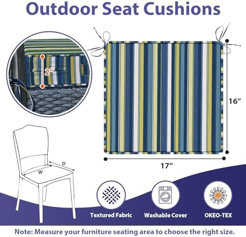 IPYNBAP Outdoor Chair Cushions Set of 4 -Waterproof Outdoor Seat Cushions - Image 6