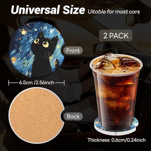 Car Cup Holder Ceramic Coasters 2 Pack, 2.56 in Anti Slip Absorbent Coaster - Image 4