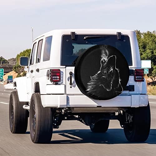 Black 3D Wolf Spare Tire Cover - Image 2