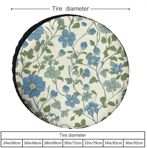 Camping Spare Tire Cover 18inch Blue Green Vintage Floral Spring Polyester - Image 2